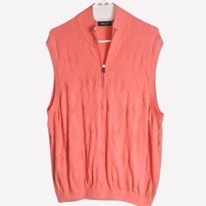 Bobby Jones Coral Sleeveless 1/4 Zip Sweater Vest Men’s Size XL Pima Cotton Golf
